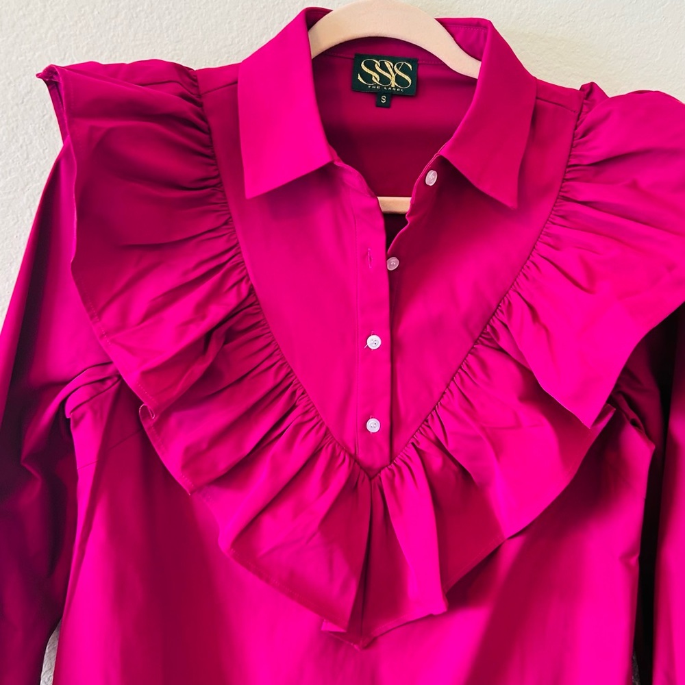 SSY The Finley‎ Ruffle Dress in Magenta SZ SM - Picture 3 of 7